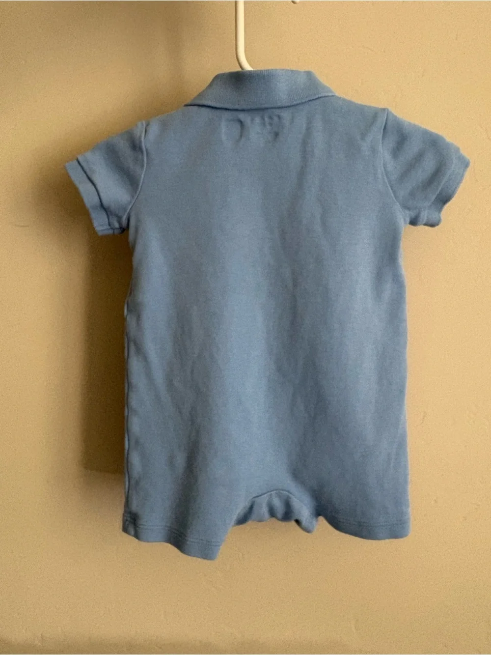 Ralph Lauren Baby Polo Romper in Light Blue with Yellow Pony